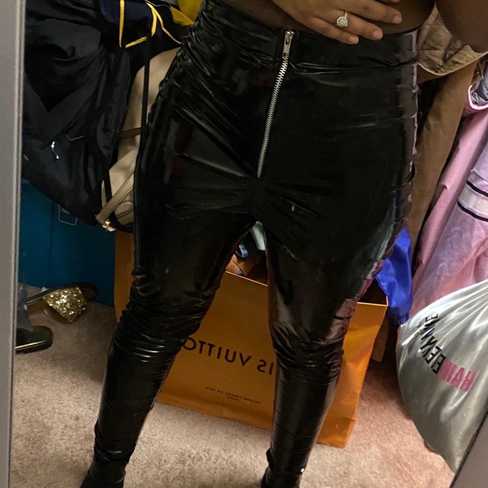 PLT   Black  Vinyl  Pants